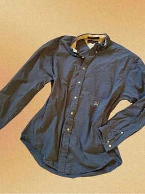 Men's Blue Plaid Button-Up Shirt